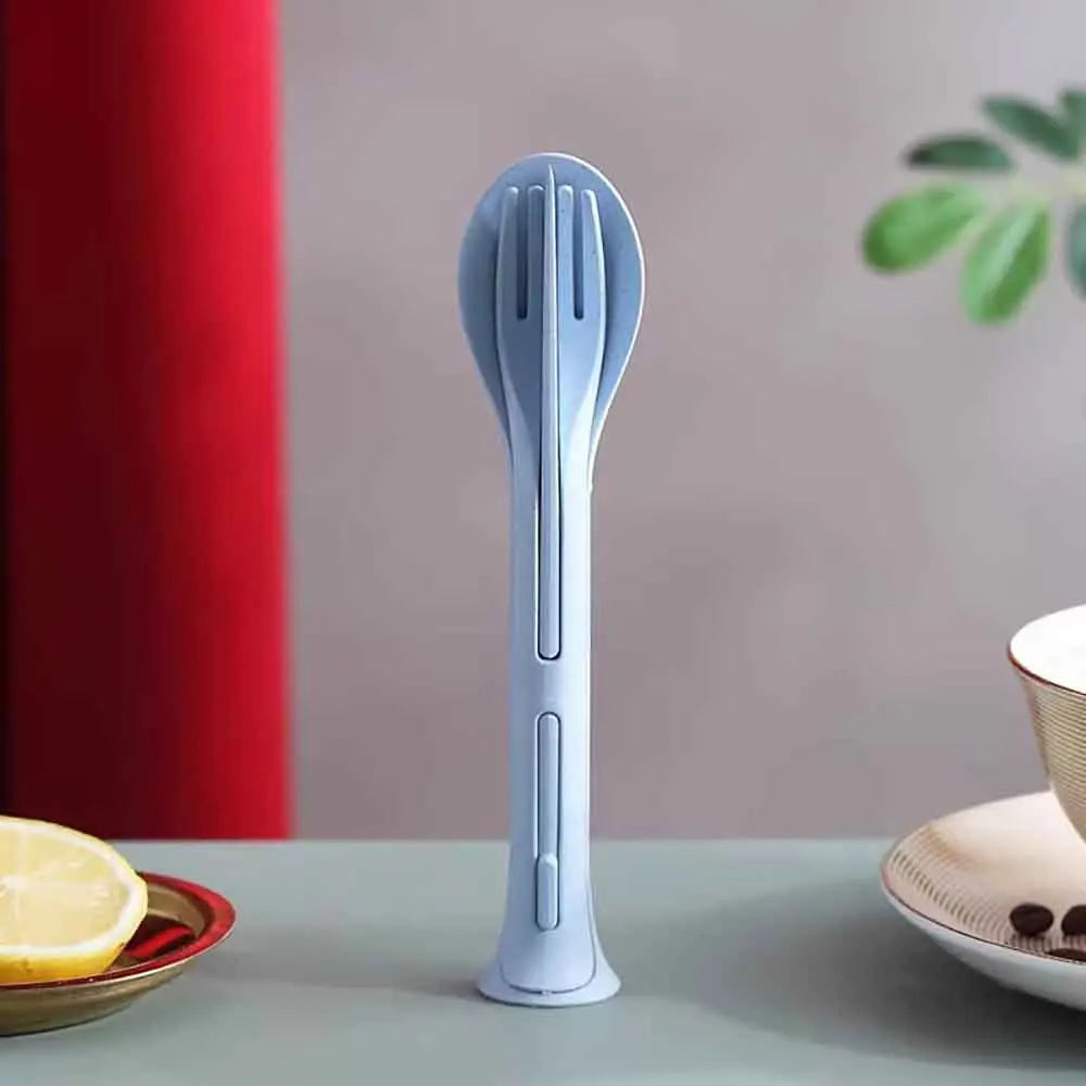 BowLift | EcoTrek Travel Cutlery | Sustainable & Reusable | With Case | Wheat Straw BPA-free