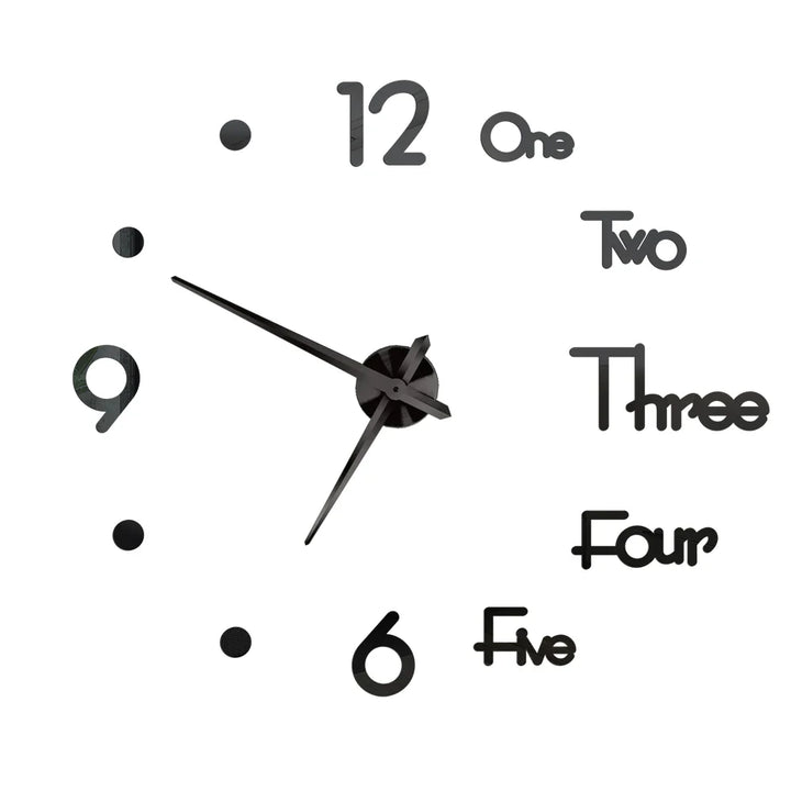 Big Wall Clock DIY 3D Self Adhesive Mirrored Acrylic Wall Clock For Kitchen Dining Room Living Room Creative Home Decor | Bowlift