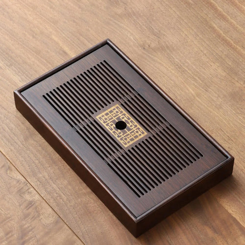 BowLift | Chinese Tea Tray with Water Storage Box Durable Simple Drainage Type Plate Tea Serving Tray for Teahouse Home Household Office