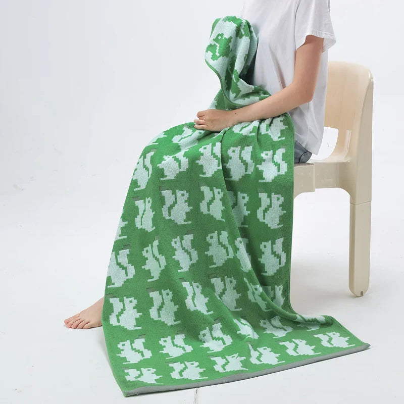 Reversible Animal Print Cotton Towel | Bowlift