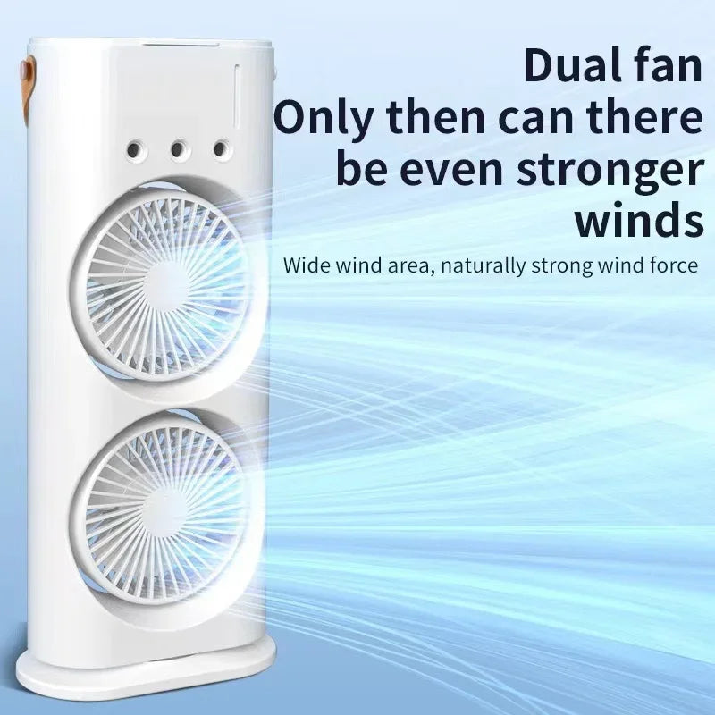 Portable Double Fan Cooling Spray Air Conditioning | Bowlift