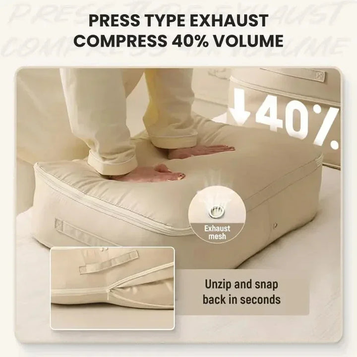 Storage bag for bedding with 40% space savings | Bowlift