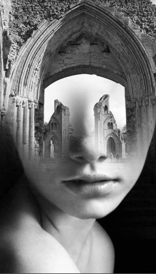 Modern Abstract Portrait Superimposition Landscape Wall Art Fine Art Canvas Prints Black White Pictures For Modern Living Room Entranceway Foyer Art Decor (Unframed) | Bowlift