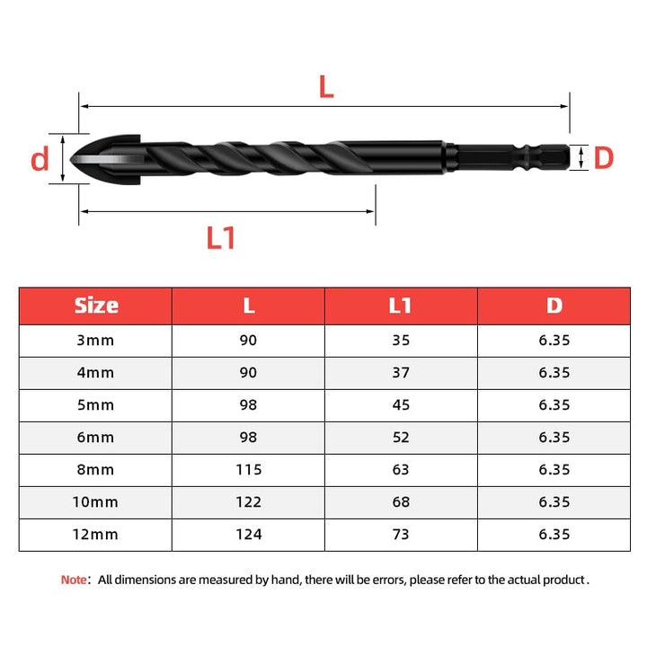 Heavy-Duty Mega Ultimate Cross Hex Drill Bit Set | Bowlift