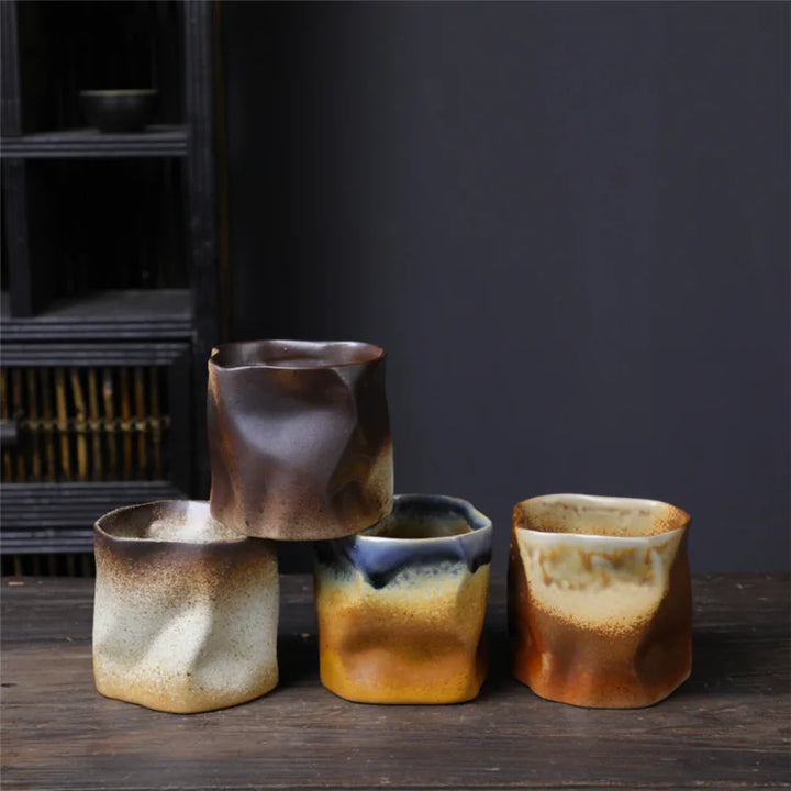 BowLift | Irregular twisted shape cup 9.47 ounces/280 ml ceramic coffee tea cup without handle polychromatic creative ceramic mugs coffee mugs retro