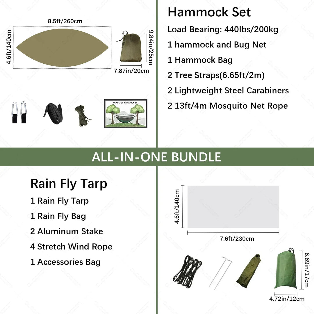 BowLift | Nomaterra Hammock | With Mosquito Net & Tarp | Ultralight & Weatherproof | For Outdoor & Trekking