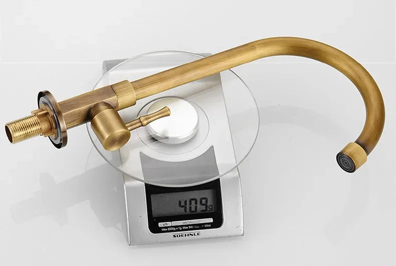 BowLift | Swan Neck Kitchen Faucet - Timeless Antique Brass Kitchen Faucet with Swan Neck Design