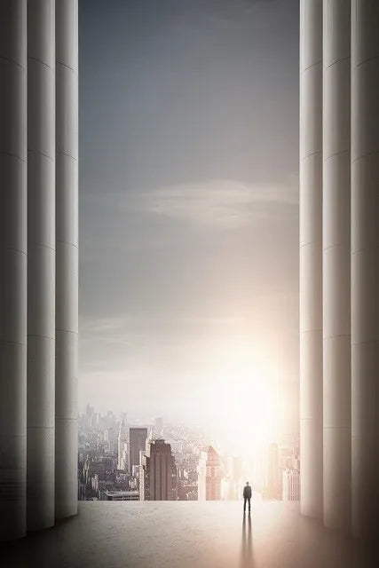 Modern Geometric Architectural Landscapes Wall Art Fine Art Canvas Prints Pictures For Studio Home Office Foyer Inspirational Art Decor | Bowlift