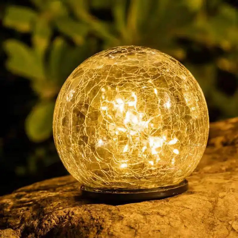 LED garden lights in crackle glass look – solar ball lamps for outdoor use and decoration | Bowlift