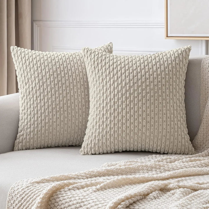 BowLift | Boho Ribbed Corduroy Cushion Cover – Stylish Striped Decorative Pillowcase for Sofa or Bed