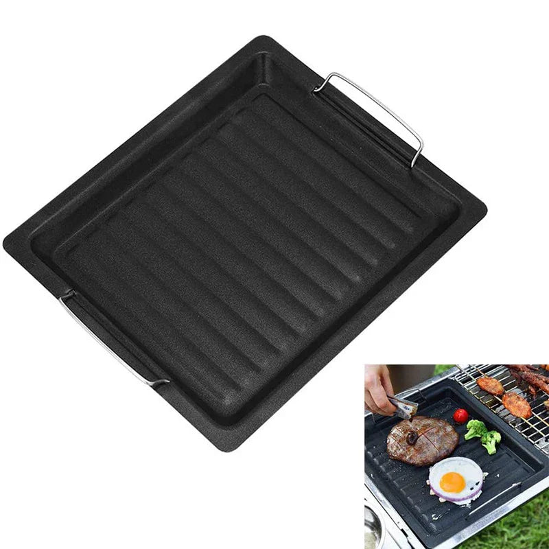 BowLift | Feurossa Cast Iron Grill Plate Reversible Plate | For Gas Grill & Stove | 25 × 30 cm | For Pizza, Meat, Vegetables & Fish