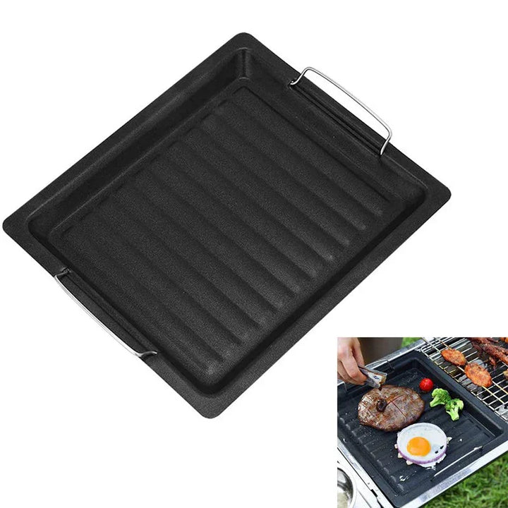 BowLift | Feurossa Cast Iron Grill Plate Reversible Plate | For Gas Grill & Stove | 25 × 30 cm | For Pizza, Meat, Vegetables & Fish