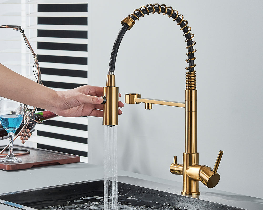 Sandsberg Black Filter Kitchen Faucet with Dual Outlet – Mixing Tap with Water Filter for Kitchens, Water Treatment and Cleaning | Bowlift