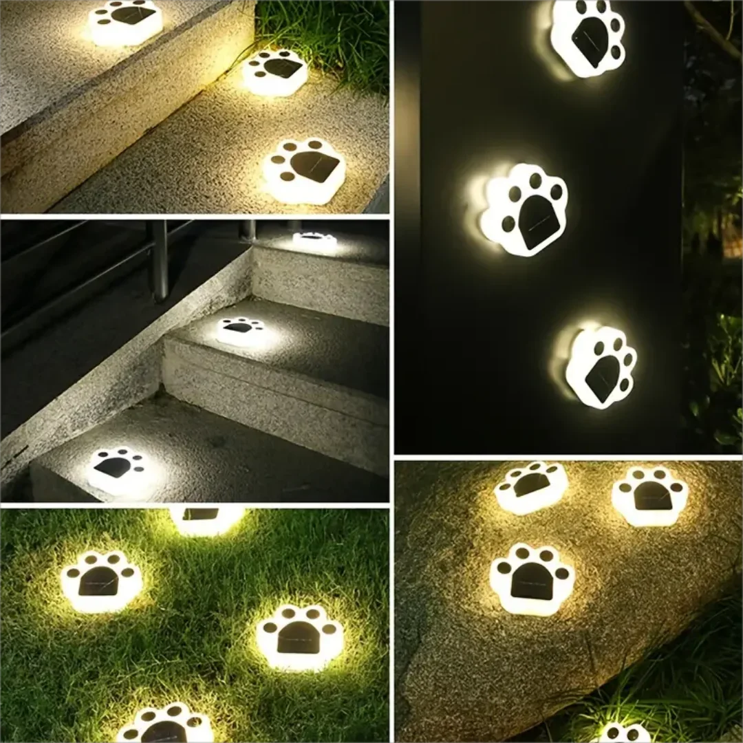 Glowing Paw LED Solar Pathway Outdoor Lights | Bowlift