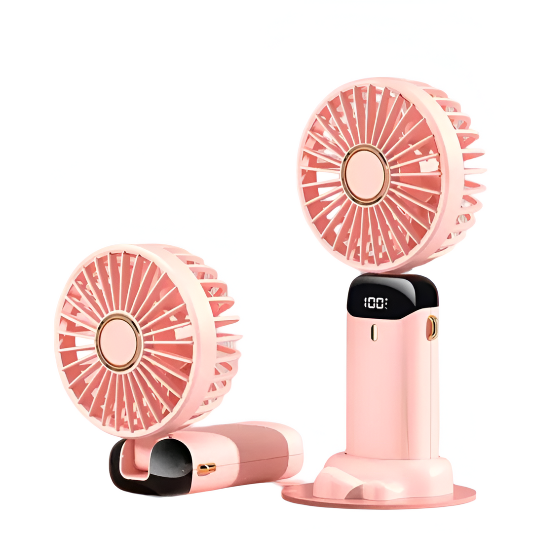 BowLift | Rechargeable Handheld Mini Fan | 5-Speed, 90-Degree Adjustable & Quiet for Office, Home & Outdoor Use