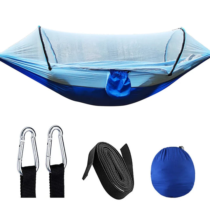 OutdoorRelax Hammock with Mosquito Net and Quick Closure – 200 kg load capacity | Bowlift