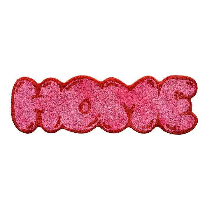 Pink Tufted "HOME" Balloon Font Rug | Bowlift