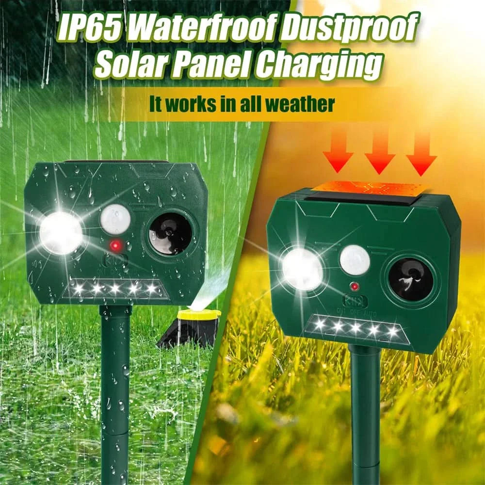 BowLift | ULTRAGUARD ANIMAL REPELLER – Ultrasonic Animal Repeller with LED Light – Weatherproof & Battery Operated for Garden & Outdoor Use