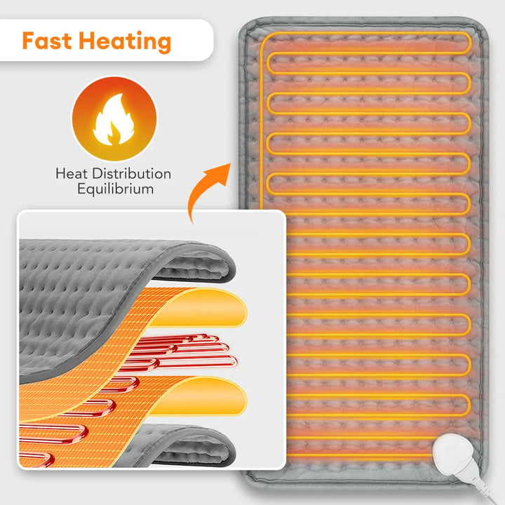 BowLift | ThermaEase Electric Heating Pad | 9 Temperature Levels & 4 Timer Modes | 30×60 cm | Washable & Quick Heating | For Back, Stomach & Legs
