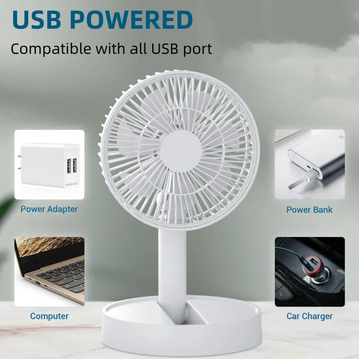 BowLift | USB Table Fan Breezio | Foldable & Portable | 4 Speeds & Timer | Battery Powered for Indoor & Outdoor