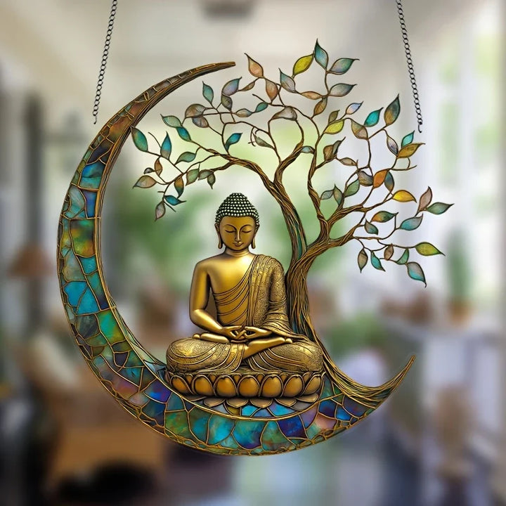 BowLift | Acrylic Sun Catcher ZenLight | 2D Buddha Decor | Window & Home Accessory | Spiritual Room Design