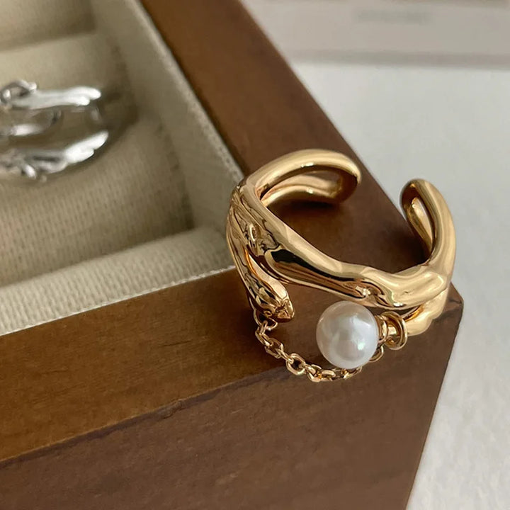 BowLift | S925 Layered Antique Inspired Pearl Ring