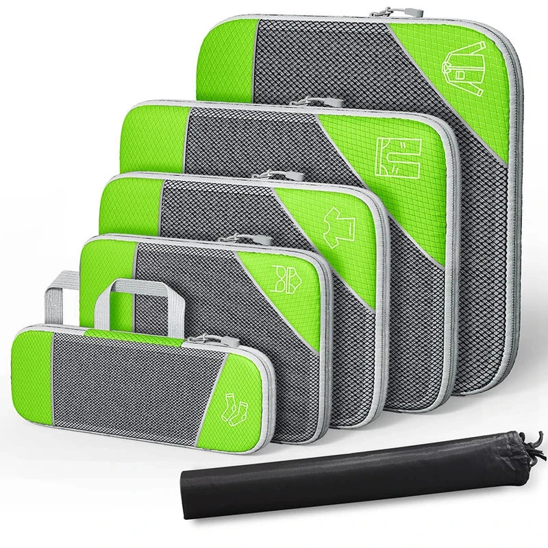 BowLift | PackEase Travel Organizer Set | 6-piece | Compressible Suitcase Bags | Waterproof & Space Saving