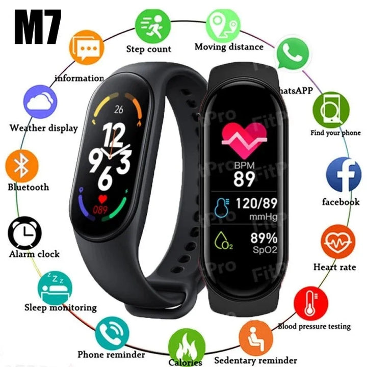 BowLift | M7 Smart Watch Men Women Smartband Heart Rate Smartwatch Fitness Tracker Blood Pressure Sport Smart Bracelet for xiaomi iPhone
