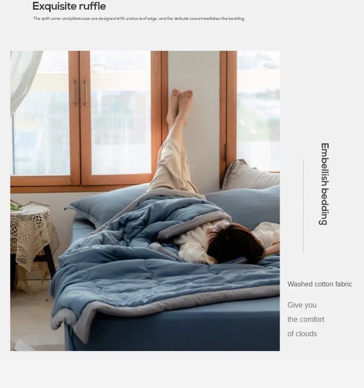 2024 Japanese Cotton-Polyester Summer Quilt – Lightweight, Washable, Skin-Friendly Solid Color Quilt | Bowlift