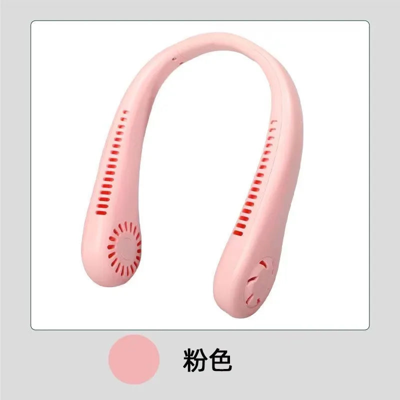 Stay Cool Anywhere with 1PC New Mini Neck Portable Bladeless Hanging Neck Fan - Long Battery Life, Rechargeable, 3-Speed Air Cooler for Summer Sports | Bowlift