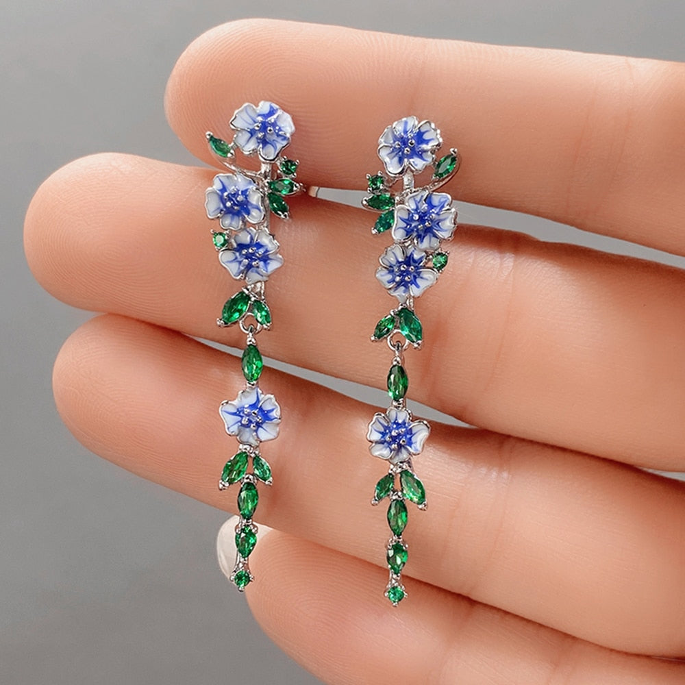 BowLift | Vintage Blue Blossom Dangle Earrings