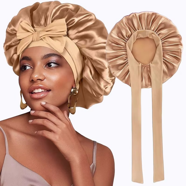 BowLift | Women’s Satin Sleep Bonnet Adjustable Silky Night Cap for Curly Hair