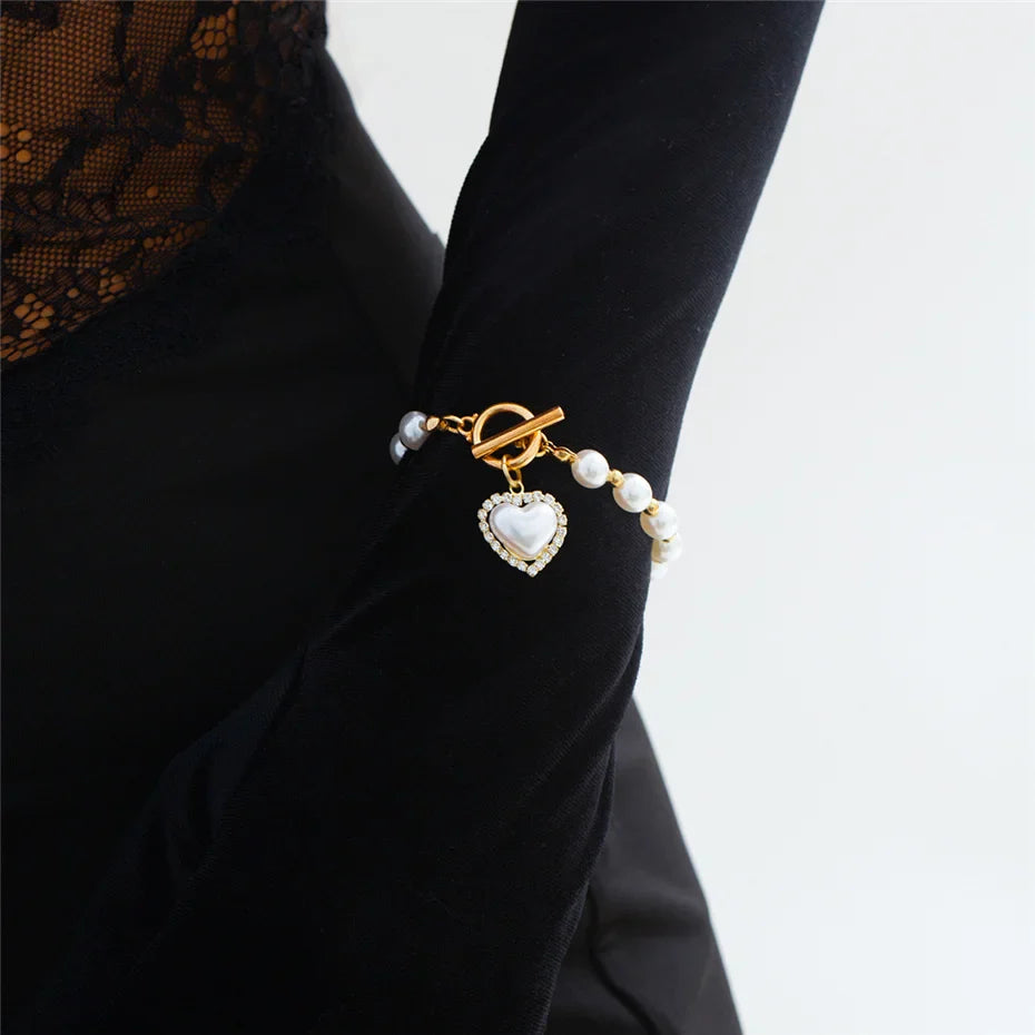 BowLift | Pearl Heart Diamond Accented Bracelet
