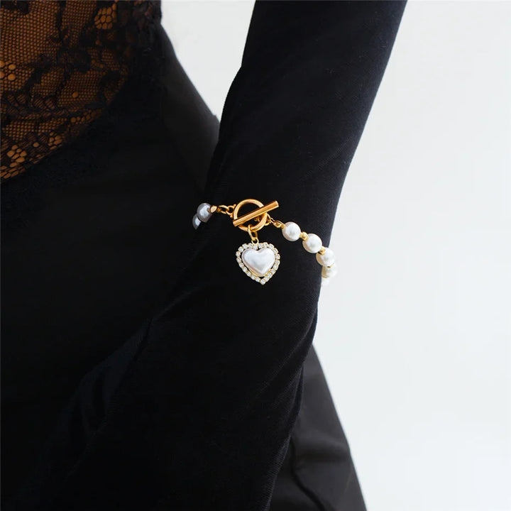 BowLift | Pearl Heart Diamond Accented Bracelet
