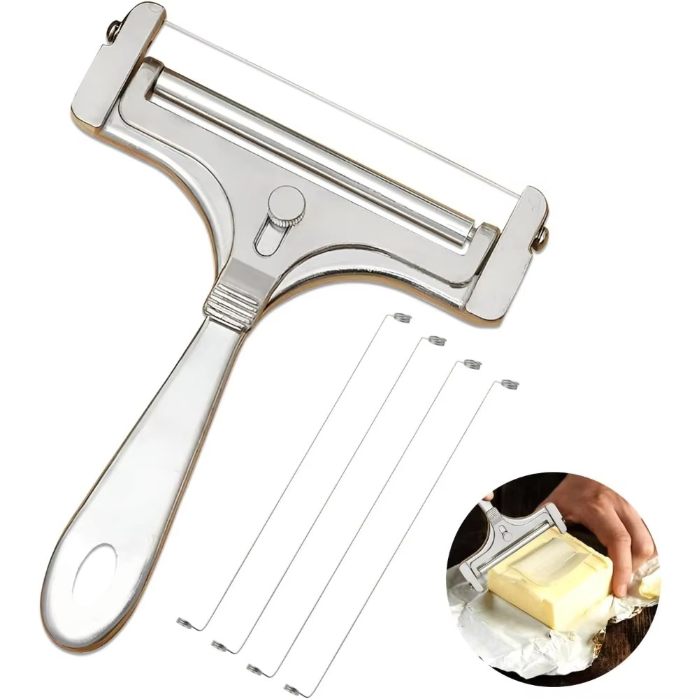 BowLift | Premium Stainless Steel Cheese Slicer with Adjustable Thickness & Extra Wires