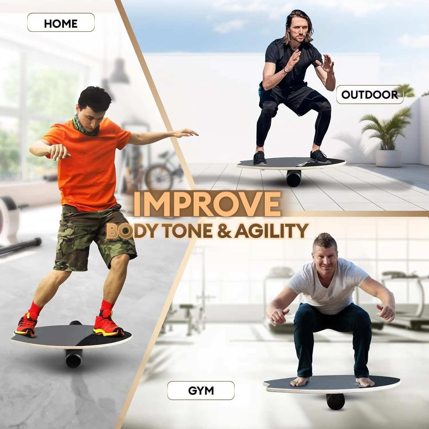 BowLift | 2-in-1 Balance Board Set with Roller & Ball – 9 Adjustable Modes Surf & Wobble Trainer