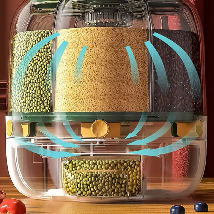 BowLift | 6-Grid Rotating Grain Storage Dispenser