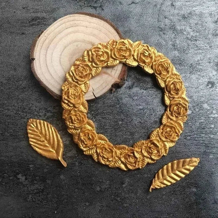 BowLift | DekoMould Silicone Mold Rosette & Leaves | For Fondant, Chocolate & Sugar Paste | Finest Baking Decoration & Frame Designs