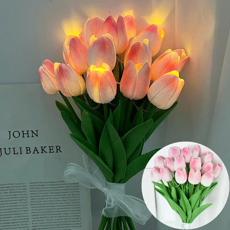 BowLift | LED lamp with artificial tulip bouquet perfect for gifts or as wedding party home decorations