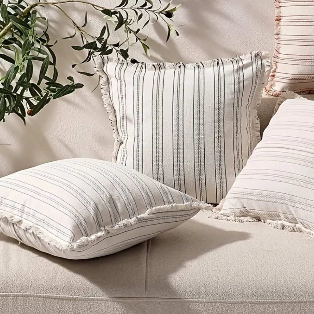 BowLift | Scandi Stripe Textured Fringe Cushion Cover