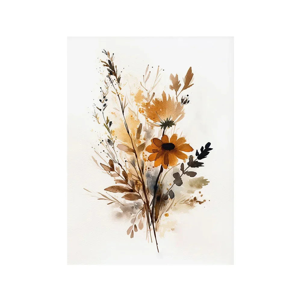 Scandinavian Floral Meadow Flower Wall Art Fine Art Canvas Prints Modern Minimalist Botany Pictures For Living Room Home Decor | Bowlift