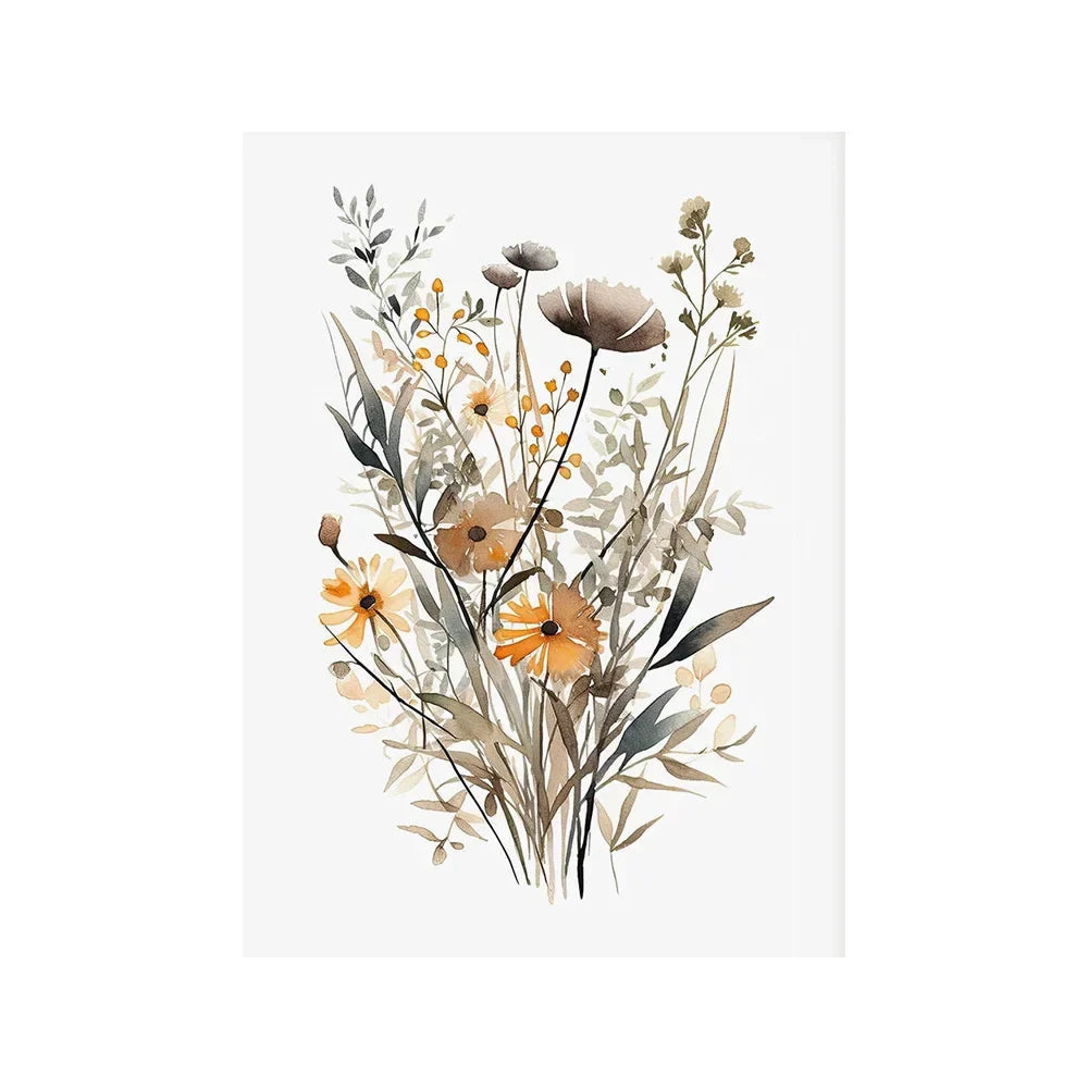 Scandinavian Floral Meadow Flower Wall Art Fine Art Canvas Prints Modern Minimalist Botany Pictures For Living Room Home Decor | Bowlift