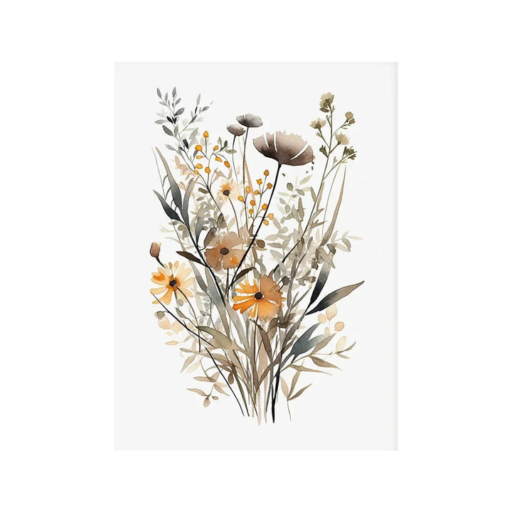 Scandinavian Floral Meadow Flower Wall Art Fine Art Canvas Prints Modern Minimalist Botany Pictures For Living Room Home Decor | Bowlift