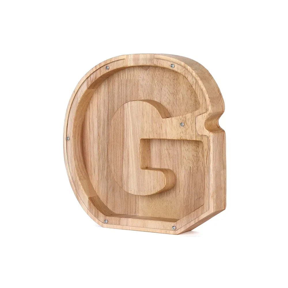 BowLift | Wooden Alphabet Piggy Bank with Transparent Viewing Window for Stylish Saving