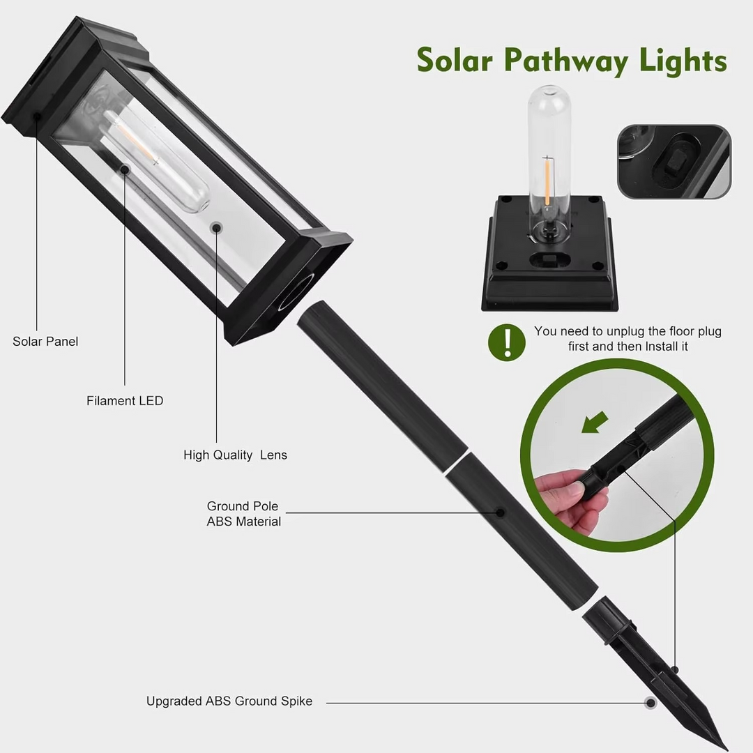 BowLift | Solar Glow Garden Path Lights – 2 Piece Set