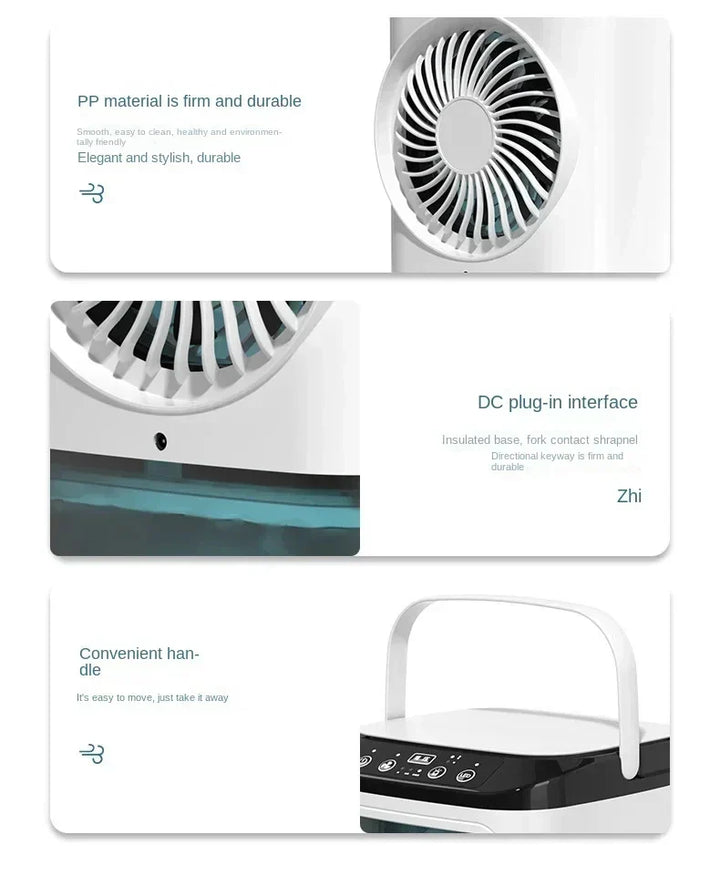 Portable Desktop Air Conditioner Fan – Dual Spray Ultrasonic Humidifier, 3-Speed Silent Air Cooler with Night Light for Home | Bowlift
