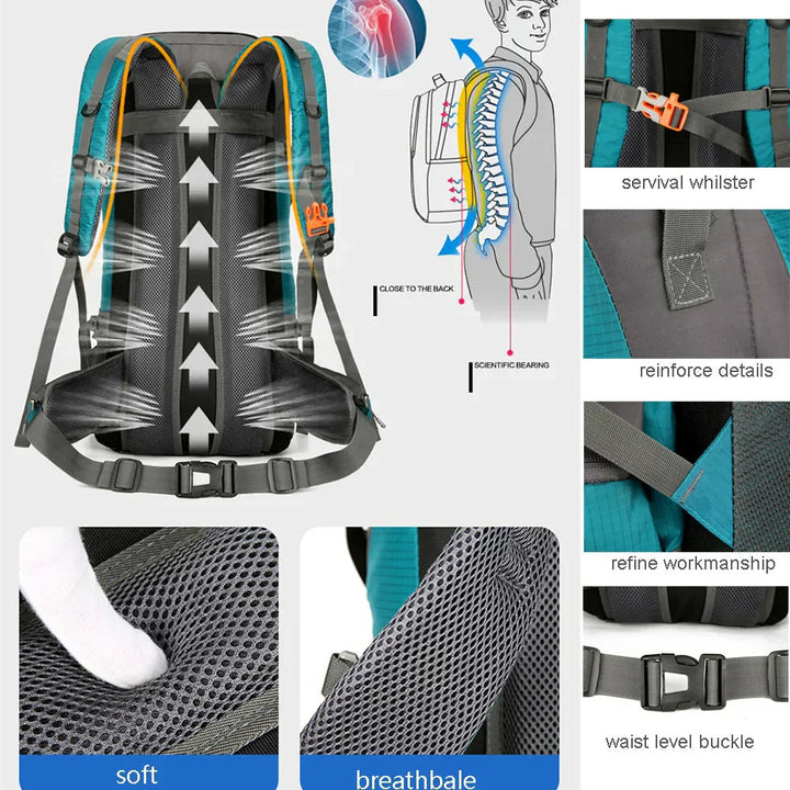 Alpivento 70L Trekking Backpack with Rain Cover | Bowlift