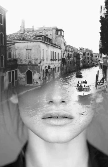 Modern Abstract Portrait Superimposition Landscape Wall Art Fine Art Canvas Prints Black White Pictures For Modern Living Room Entranceway Foyer Art Decor (Unframed) | Bowlift