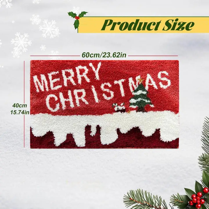 BowLift | Winter love | Christmas doormat | Santa & Gingerbread man | Red | For indoor & outdoor | Non-slip & washable