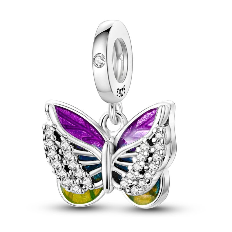 BowLift | 925 Silver Golden Leopard Charms Beads Colorful Chameleon Rhinoceros Lion Scarab Cat Pendant Compatible with Original Pandora Bracelet Jewelry